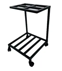 NEW GOYAL FURNITURE Double Inverter-Battery Metal Trolly Stand in 1 inch Pipe (Movable Trolley) with Height 26 inch (Trolly Suitable for All Type Inverter-Batteries) in Wheel Black Colour