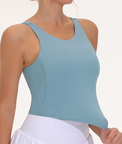 Image of THE GYM PEOPLE Women Sports Bra Sleeveless Padded Running Workout Tank Tops