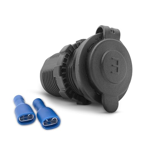 Offgridtec 12V/24V Engel-Steckdose mit Abdeckung, IP65 wetterbeständige Engel-Kühlschrank-Steckdose für Auto, Wohnmobil, Lkw, Marine-Nutzung, langlebiges Kunststoffgehäuse