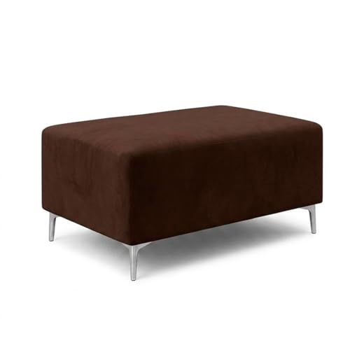 Image of FURNY Regan 4 Seater L Shape Sofa Set with Movable Ottoman | Flexible Left or Right Layout | Plush Velvet Fabric (Dark Brown) | Perfect for Living Room, Guest Room & Office