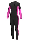 Hevto Kids Wetsuit for Girls Toddler Size 6 Year Child Youth 3/2mm Neoprene Wet Suit Full Thermal Swimsuit Swimming in Cold Water (K1-Pink, 6)