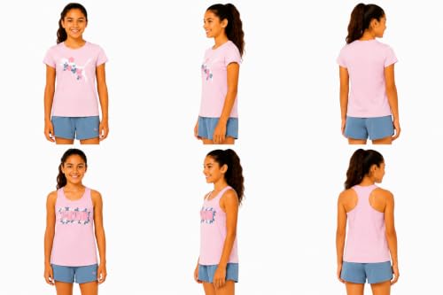 Image of PUMA Girls Active Shorts Set - 3 Piece Performance T-Shirt, Tank Top, Gym Shorts - Summer Athletic Outfit for Girls (7-14)