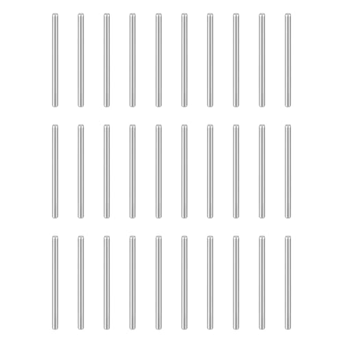 sourcing map 50pcs Dowel Pins M2(2mm) x 30mm 304 Stainless Steel Cylindrical Shelf Support Peg Pin Rod Fasten Elements for Metal Devices Wood Furniture DIY Installation, Silver