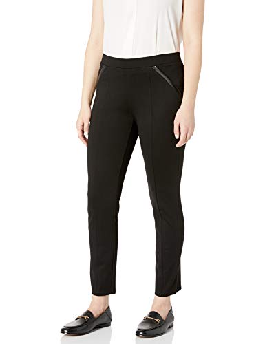 Rafaella Women's Ponte Comfort Fit Slim Leg Pants, SHORT INSEAM BLACK, 16