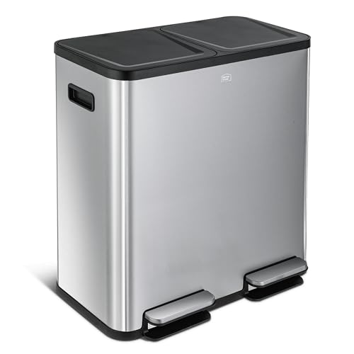 Image of Home Zone Living 21 Gallon Large Kitchen Trash Can with Dual Compartments