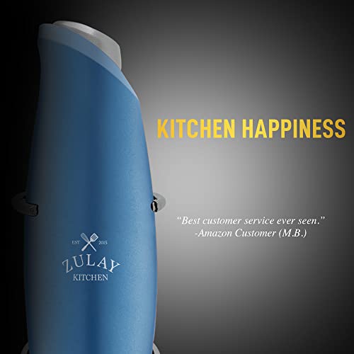 Image of Zulay Kitchen Powerful Rechargeable Milk Frother Handheld Lux Foam Maker for Lattes, Metallic Blue