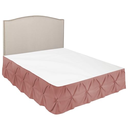 Image of Nestl Pink Clay Bed Skirt Twin Size, Pinch Pleat Twin Bed Skirt, 14 inch Inch Drop Twin Bedskirt, Hotel Quality Pink Clay Bed Skirts, Premium Microfiber Bedskirt for Twin Bed, Pink Clay Twin Bed Skirt