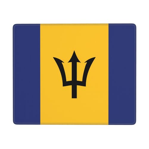 Tapis de souris antidérapant 17,8 x 22,9 cm horizontal avec drapeau de la Barbade pour ordinateur portable et console de bureau