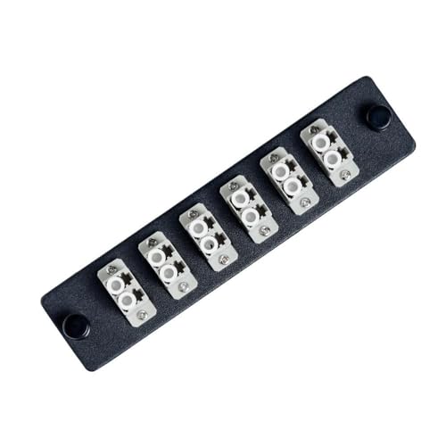 SpeedyFiberTX 1-Pack LGX Compatible Fiber Patch Panel, 12 Fibers, Loaded with Beige LC Couplers Adapters, 12-Fiber Ports Without Printed Port Numbers