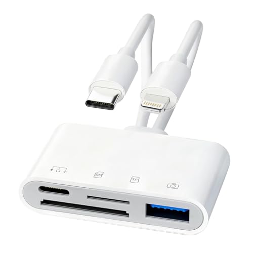 SDカードリーダー Type-C & iPhone SD/TF変換アダプタ usb sdカードリーダー 0TG機能 高速双方向データ転送 写真/動画/フアイル 設定不要 旅行・撮影・仕事 iPhone/iPad/PC/Androidマホなどのデバイスに対応の商品画像（Amazon）