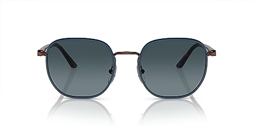 Persol Men's PO115SJ Polarized Square Sunglasses, Brown/Blue, 52 mm