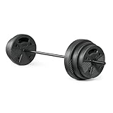 CAP Barbell Threaded Barbell Set with 100 LB Cement Grip Plates | 47' Threaded Bar, 25LB / 15LB / 10LB Grip Plates, Star Collars, Home Gym Weight Set for Strength Training