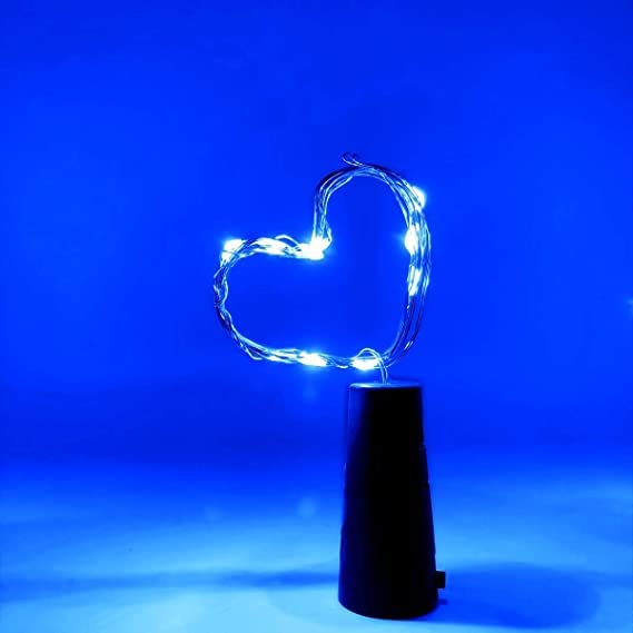 Image of Lexton Cork Light | Bottle Light | Blue Copper String Light | Cork String Light | 4 Pieces | for Valentine's Day, Room decor, Birthdays, Party,Diwali