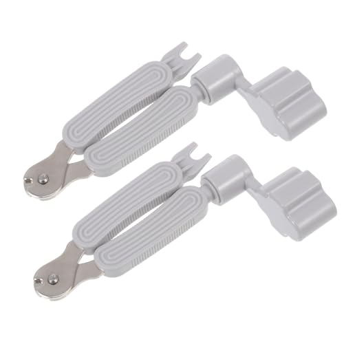 Toddmomy 2pcs 3 1 Guitar String Winder Tool Multi Functional String Cutter and Pin Remover Light Grey for Acoustic and Electric Guitars