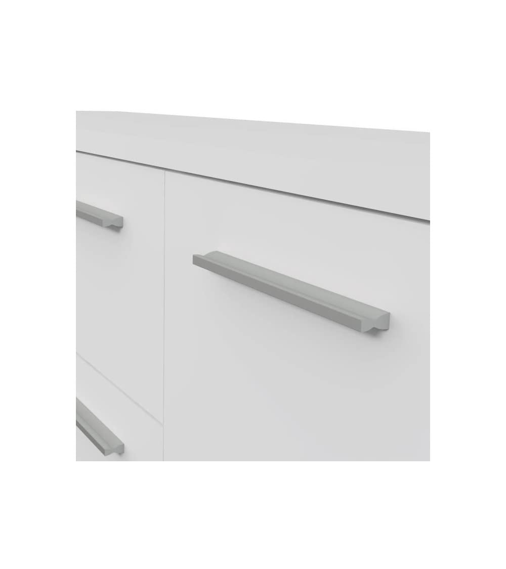 Forte PILVI Sideboard 180, Großes Sideboard mit 4 Türen und 3 Schubladen, Holzwerkstoff, Weiß, 179 cm breit, 74.1 cm hoch, 42 cm tief
