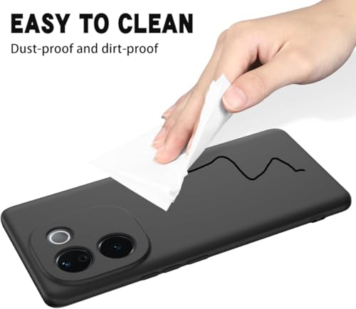 Image of DIZORO Back Cover Compatible with iQOO Z9S Pro 5G / Vivo T3 Pro 5G, Matte Liquid Silicone Case with Upgraded Square Edges, Shockproof Flexible Soft Rubber Cover with Full Camera Protection (New Black)