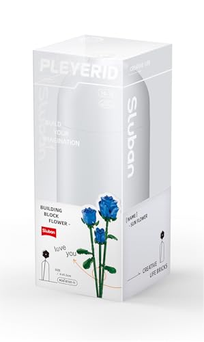 Stuban Building Block Flower Set, Blue Roses with Vase, Creative Life Bricks, 41.5 cm Height, M38-B1101-11 - Image 4