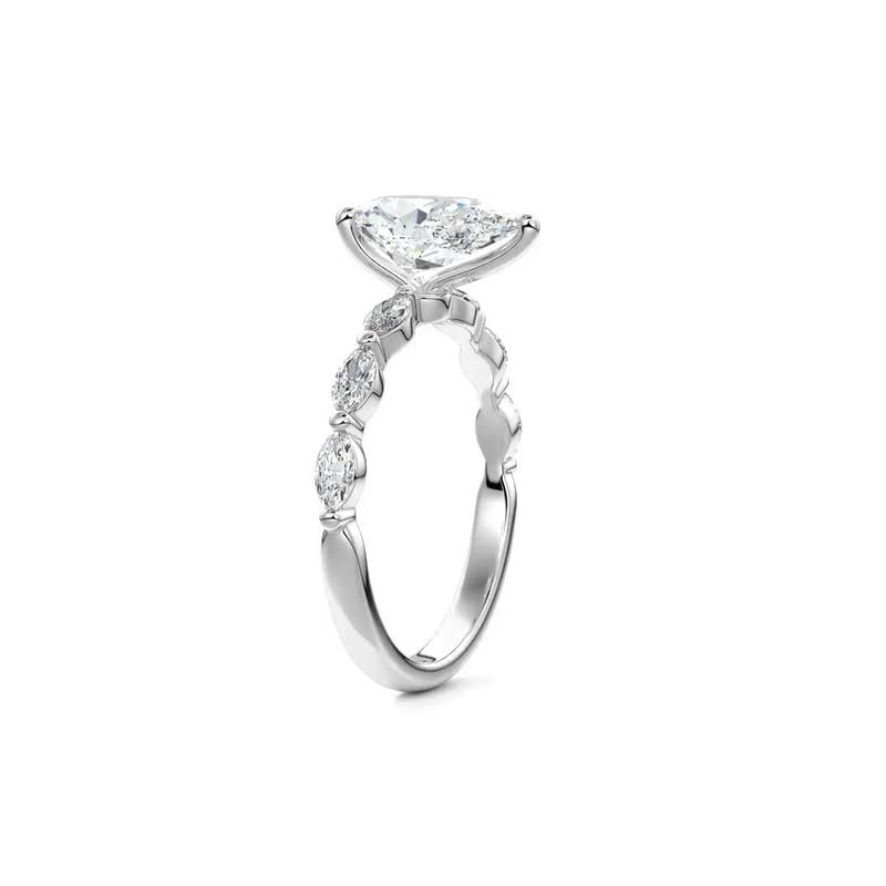 2.3 Carat (ctw) Pear Cut Moissanite Engagement Rings for Women Sterling Silver D Color Moissanite Pear Shaped Promise Ring Size 4-124