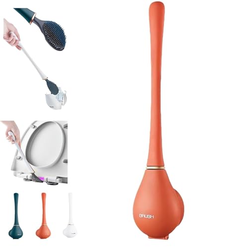 Image of Modern Flexible Silicone Toilet for Home 2025 New Silicone Toilet Brush and Holder Set Wall Mounted Cleaning Kit with Dispenser Flexible & Hygienic Bathroom Scrubber for Home (Orange)