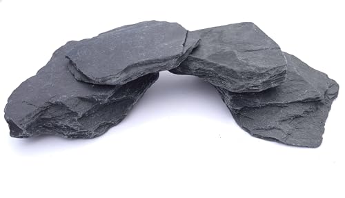 Image of Natural Slate Stone 5 to 7 Inches - USA Sourced and Packaged for Aquascaping Aquariums, Terrariums, Paludariums, Reptile Enclosures, and Gardens (5lbs)