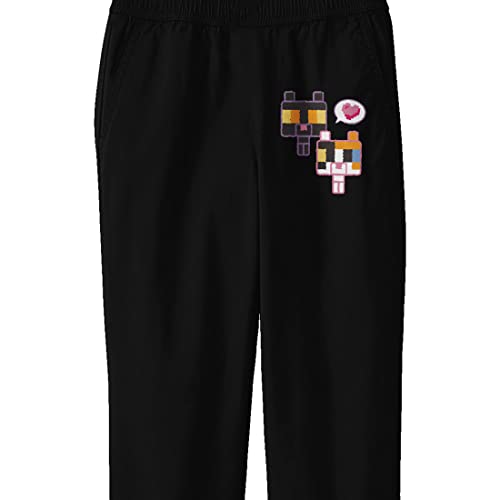 Minecraft Two Block Kittens Youth Black Graphic Sweatpants2