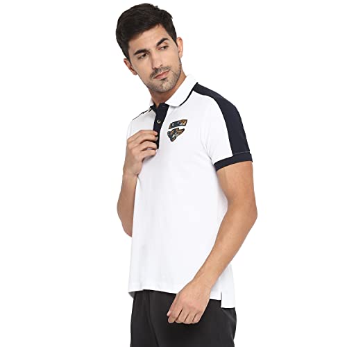Image of OFF LIMITS Men Colourblocking Varsity Cotton Polo T- Shirt