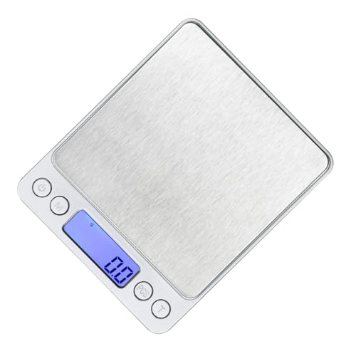 BESPORTBLE Báscula Electrónica de Cocina Portátil 500g/0.01g de Alta Precisión Acero Inoxidable Multifuncional Accesorio de Cocina para Hornear y Medir Alimentos