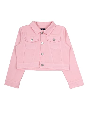 Image of Girls Full Sleeve Solid Crop Denim Jacket