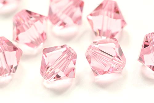 50Pcs Authentic Preciosa 6Mm Faceted Bicone Crystal Beads Light Pink Rose Pink Compatible With Swarovski Crystals 5301/5328 Pre-B655 #TOP1