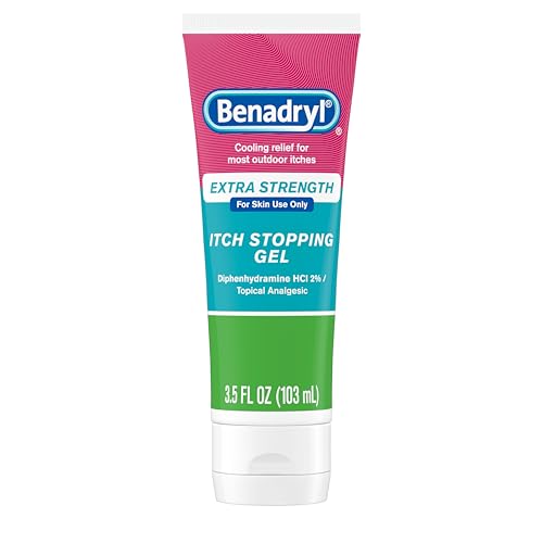 Benadryl Topical Itch Relief Gel, Extra Strength, Contains 2% Diphenhydramine HCl, Soothing Relief from Scrapes, Insect Bites, Sunburn and More, Great for Outdoors, 3.5 fl oz