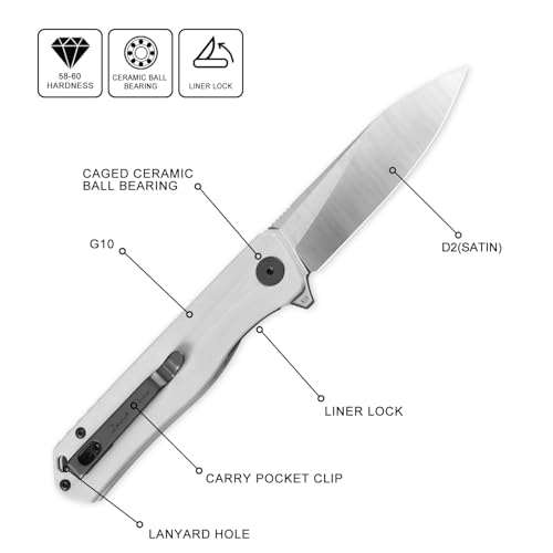 Image of Petrified fish PF818 3.54 inch D2 Steel Satin Blade Pocket Folding Knife