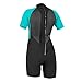 O'Neill Women's Reactor-2 2mm Back Zip Short Sleeve Spring Wetsuit, Lightweight Warmth Flexibility for All Water Activities, Black/Light Aqua, 12