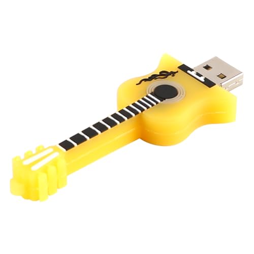 Hsthe Sea Unidad Flash USB de 32 GB USB 2.0 con Forma de Guitarra, Memoria de Dibujos Animados, para Almacenamiento de Datos (Amarillo)