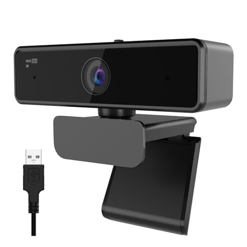 Nuroum V11 2K Webcam for PC with Noise-Cancelling Microphone & Privacy Cover, 90° Wide Angle 1080P/60fps