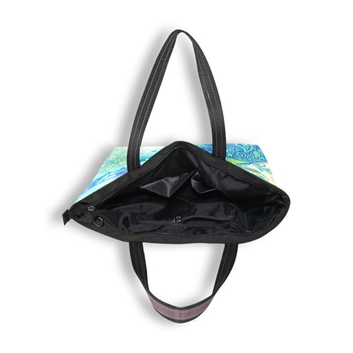 Image of Women Turtle Tote Bag Polyester Handbag Zippered Tote Bag Turtle Tote Purses,Summer Beach Tote Bag