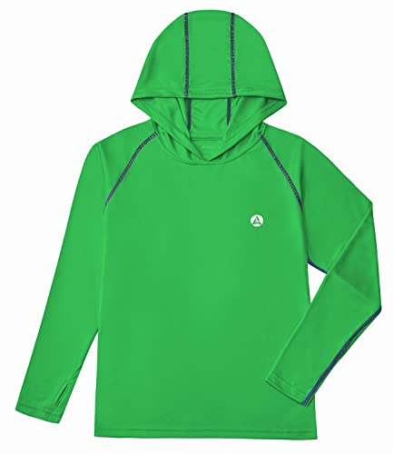 Image of Boys Grils Long Sleeve Sun Shirts UPF50+ Hoodie Thumbhole Rash Guard Quick Dry Atheltic Hiking Workout Water Playing