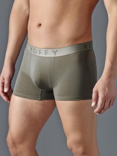 Image of KOFFY Men's Stretchable Cotton Lycra Long Trunk with C-Type Front Open | Wrinkle-Free | Ultra-Soft Elastic