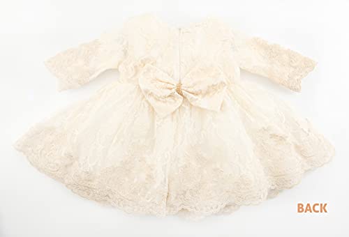 Lal & Luna Newborn Baby Girl Lace Dress Set, 4Pc Outfit For Special Occasions (Gold, Ivory) #TOP3