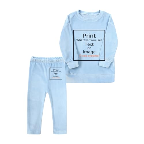 MYGBCPJS Girl Customize Velvet Sweat Suit Kid Custom Fleece Long Sleeve Sweatshirt & Sweatpants Tracksuit Set Add Own Design