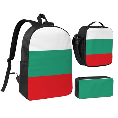 Sac à dos drapeau bulgare avec boîte à déjeuner et trousse scolaire pour l'école