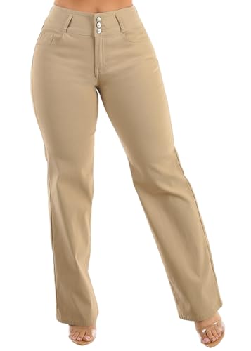 Moda Xpress Women's Juniors Butt Lifting Hyper Stretch Wide Leg Pants – Straight Fit, Comfortable, Stylish, Everyday Wear4