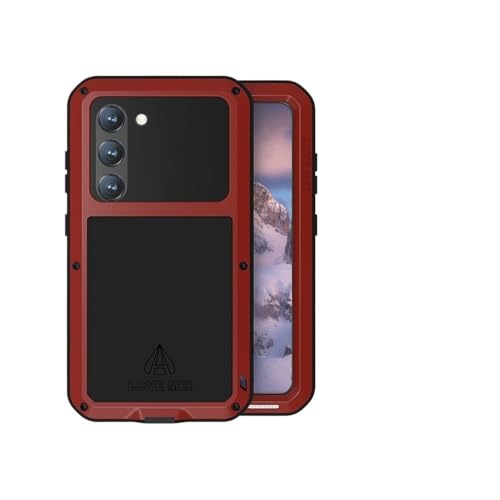 Coque Samsung S25 Ultra étanche et antichoc en caoutchouc et aluminium rouge avec verre