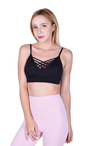 Private Island Women UPF 50+ Swim Crop Tank Bra Short Top Sports Bras Swimsuit Rash Guard (XS, Black)