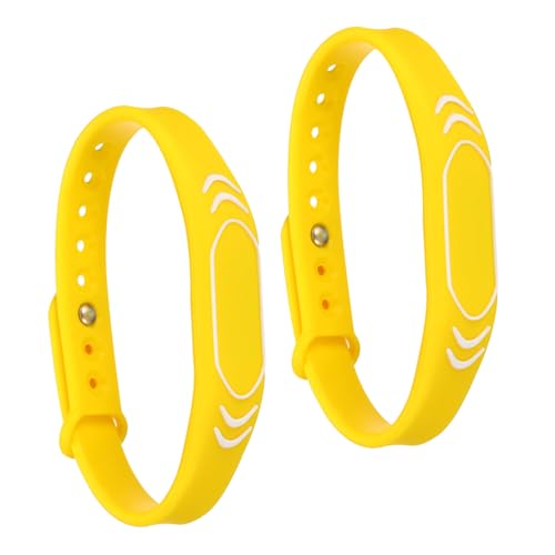 PATIKIL RFID Silicona Pulseras, 2 Pack 13.56MHZ IC Tarjeta Brazalete Impermeable Identificación Muñeca Bandas Acceso Control para Natación Piscina Baño Centro, Amarillo