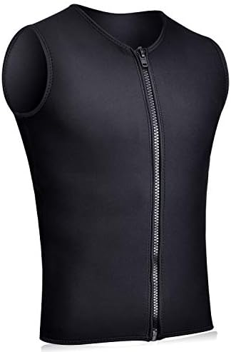REALON Vest Wetsuits Men 3mm Neoprene Front Zipper Top Jacket Wet Suit 2mm Long Sleeve Shirt Keep Warm for Adult Diving Surf Swim Water Sports (3mm Black Men Vest, XL)