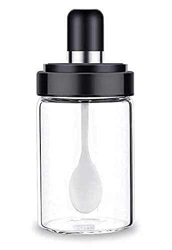 Image of Spoon Jar With Airtight Attached Lid Ghee Pickle Jar Condiment Dinning Table Sugar Pot Oil Dispenser Glass Storage Bottle For Kitchen (250 ML)