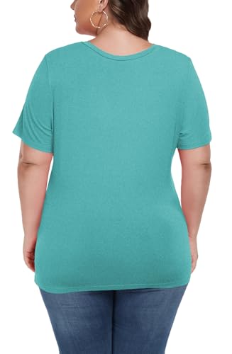 Image of ForHailey Women's Plus Size Short Sleeve Tee Shirt V Neck Basic Ladies Loose Fit T Shirt 1X-5X