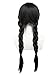ZGXYZXMY Women Black Braided Wig with Bangs Black Pigtail Wigs Synthetic Hair for Women