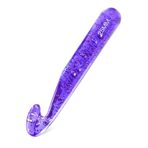 25 mm Häkelnadeln, große Häkelnadel für Anfänger, Häkeln mit ergonomischen Griffen, transparente Kristallhäkelnadeln zum Stricken von Garnteppichschals