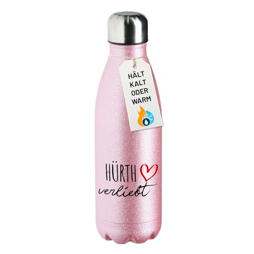 huuraa bottiglia glitterata Hürth verliebt Regalo Borraccia Rosa 500ml Acciaio Inox Hürth verliebt Presente